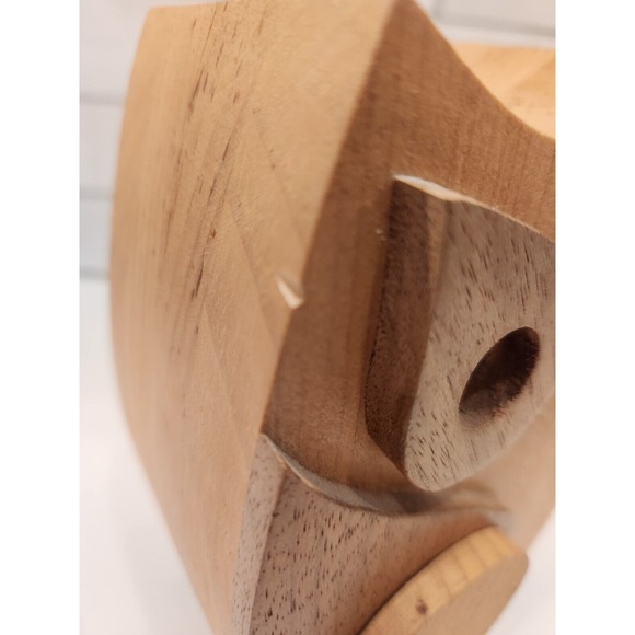 Vintage Handmade Wood Owl Piggy Coin Bank With Moveable Wing To Remove The Money - Picture 7 of 12